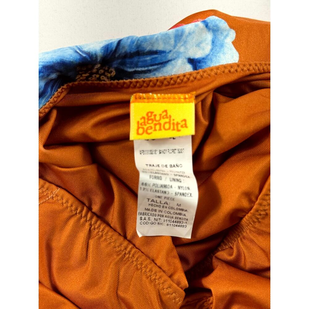 Agua Bendita NWOT Sandy One Piece Strapless Swimsuit Floret Orange Floral M - Picture 8 of 9